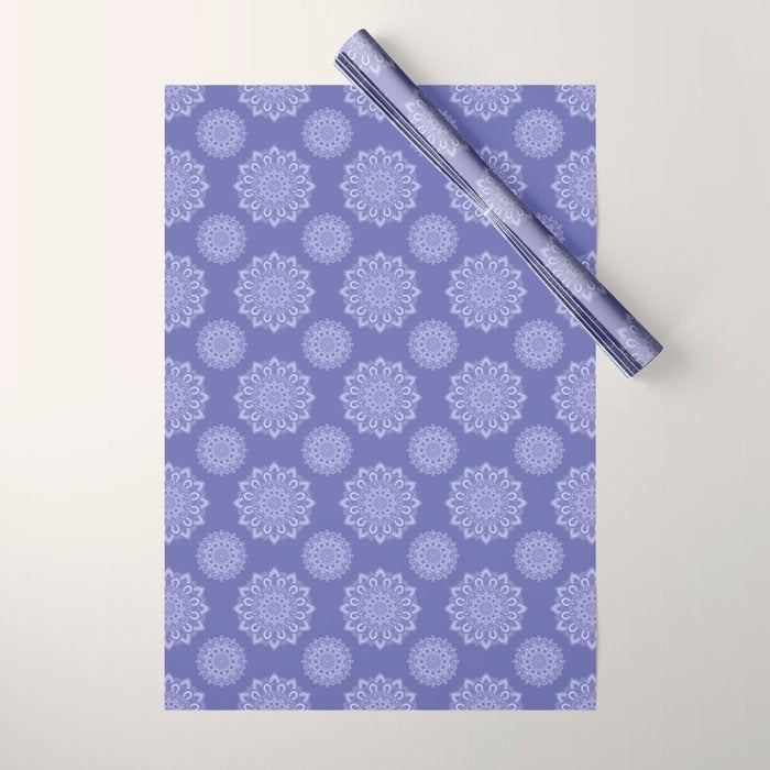 Elegant Periwinkle Purple Blue Boho Mandala Wrapping Paper Gallery Image 1
