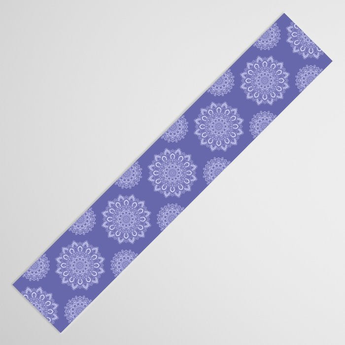 Elegant Periwinkle Purple Blue Boho Mandala Table Runner Gallery Image 3