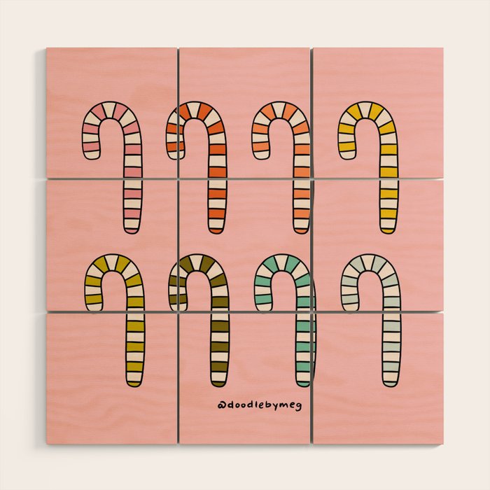 Rainbow Candy Canes Wood Wall Art Gallery Image 1
