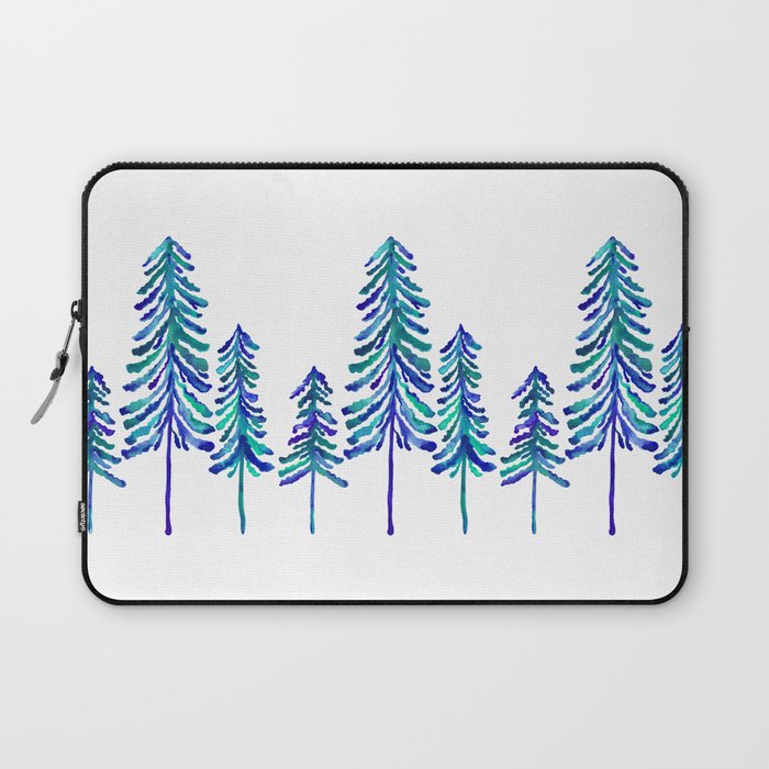 Pine Trees - Navy & Turquoise Palette Laptop Sleeve Gallery Image 1