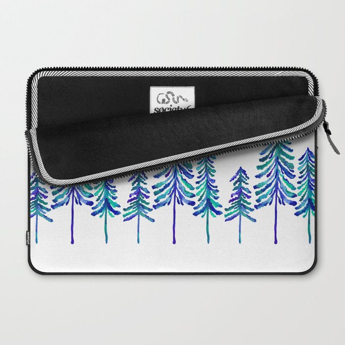 Pine Trees - Navy & Turquoise Palette Laptop Sleeve Gallery Image 2
