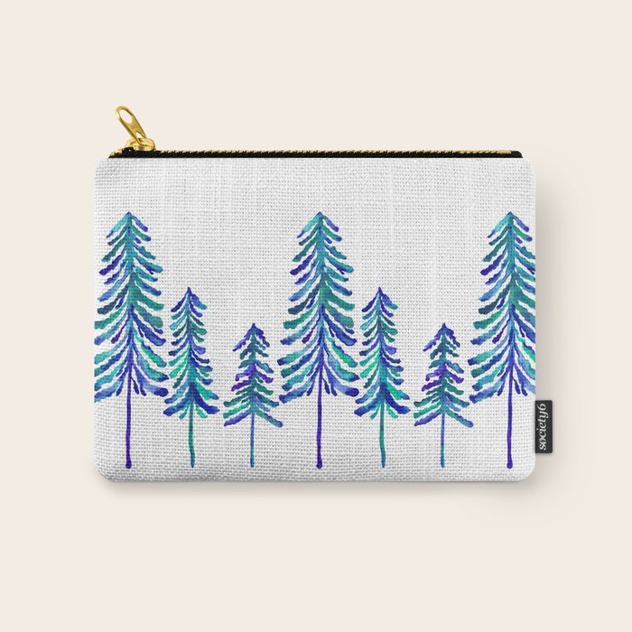 Pine Trees - Navy & Turquoise Palette Carry All Pouch Gallery Image 1