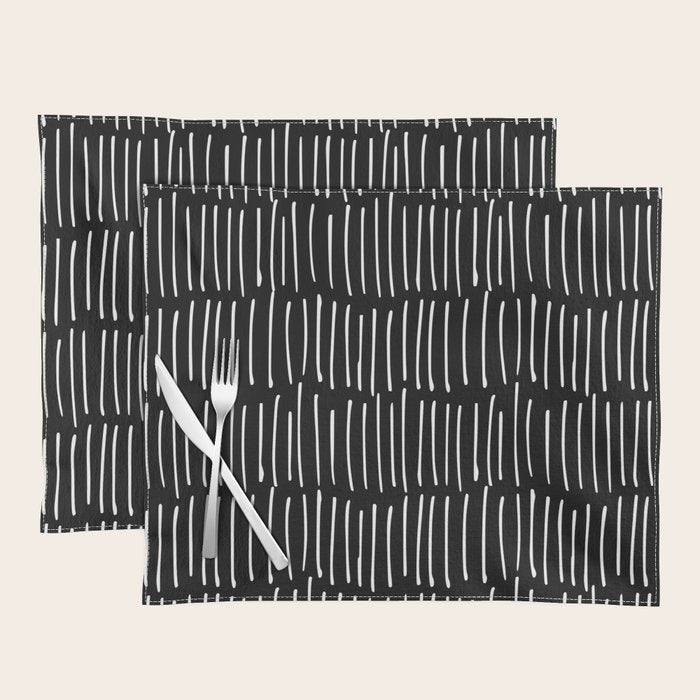 Black and White Minimal Stripe Placemat Gallery Image 1