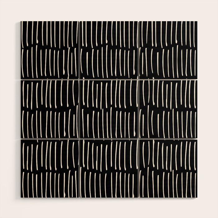 Black and White Minimal Stripe Wood Wall Art Gallery Image 1