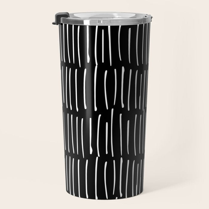 Black and White Minimal Stripe Travel Mug Gallery Image 3