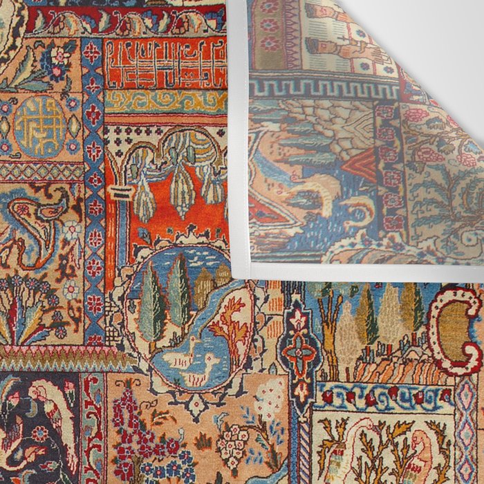 Golden Nature Antique Persian Kashmar Wall Tapestry Gallery Image 3