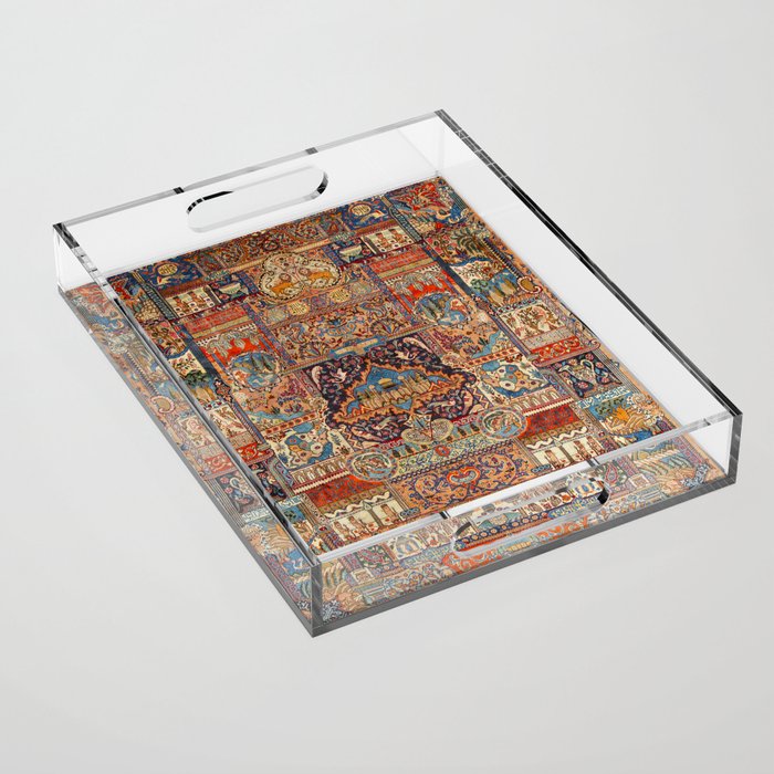 Golden Nature Antique Persian Kashmar Acrylic Tray Gallery Image 1