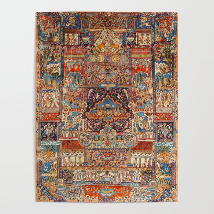 Golden Nature Antique Persian Kashmar Poster Gallery Image 4