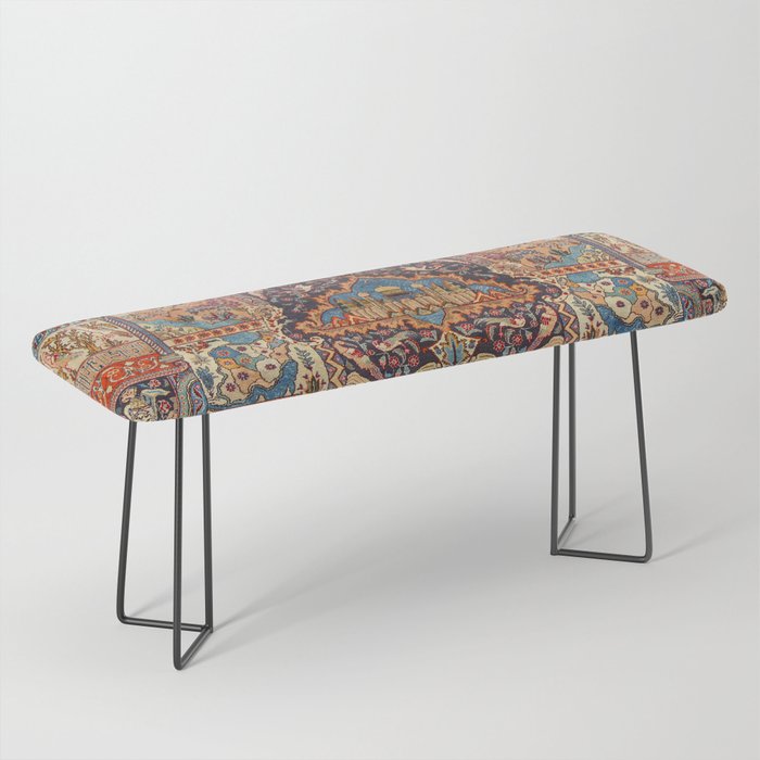 Golden Nature Antique Persian Kashmar Bench Gallery Image 1
