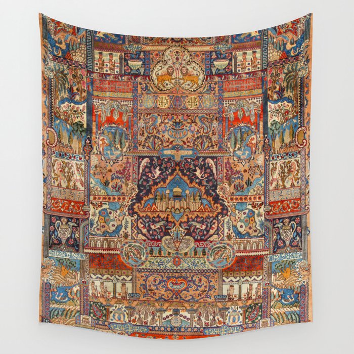 Golden Nature Antique Persian Kashmar Wall Tapestry Gallery Image 4