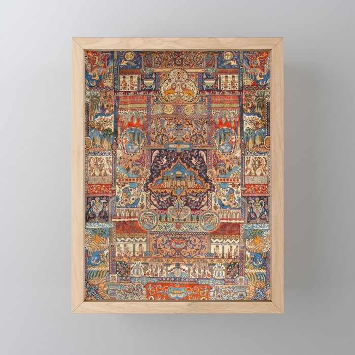 Golden Nature Antique Persian Kashmar Mini Art Print Gallery Image 1