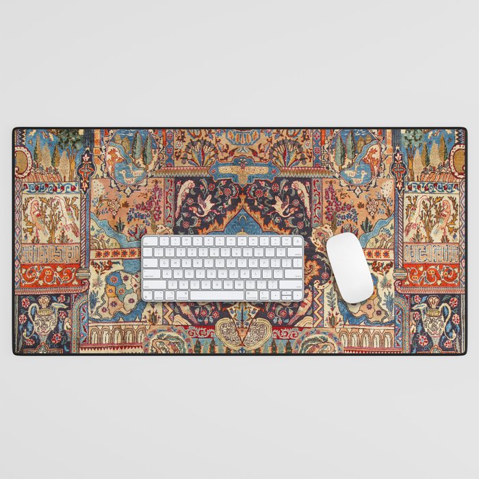 Golden Nature Antique Persian Kashmar Desk Mat Gallery Image 1