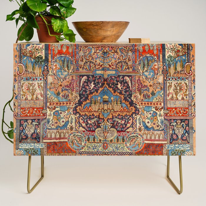 Golden Nature Antique Persian Kashmar Credenza Gallery Image 1