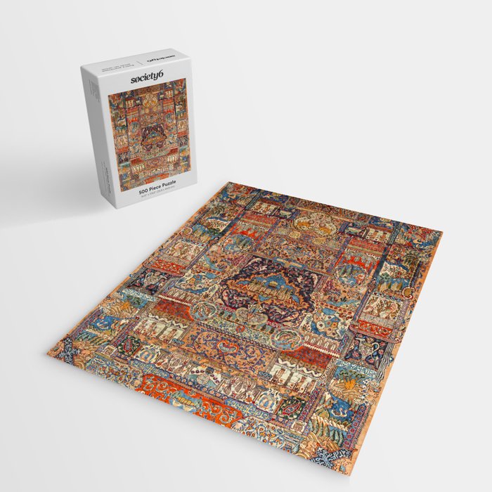 Golden Nature Antique Persian Kashmar Jigsaw Puzzle Gallery Image 2