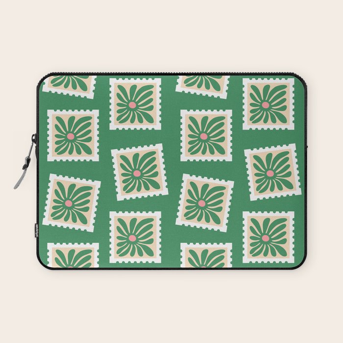 Vintage flower postage stamp pattern Laptop Sleeve Gallery Image 1