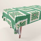 Vintage flower postage stamp pattern Tablecloth Gallery Image 1