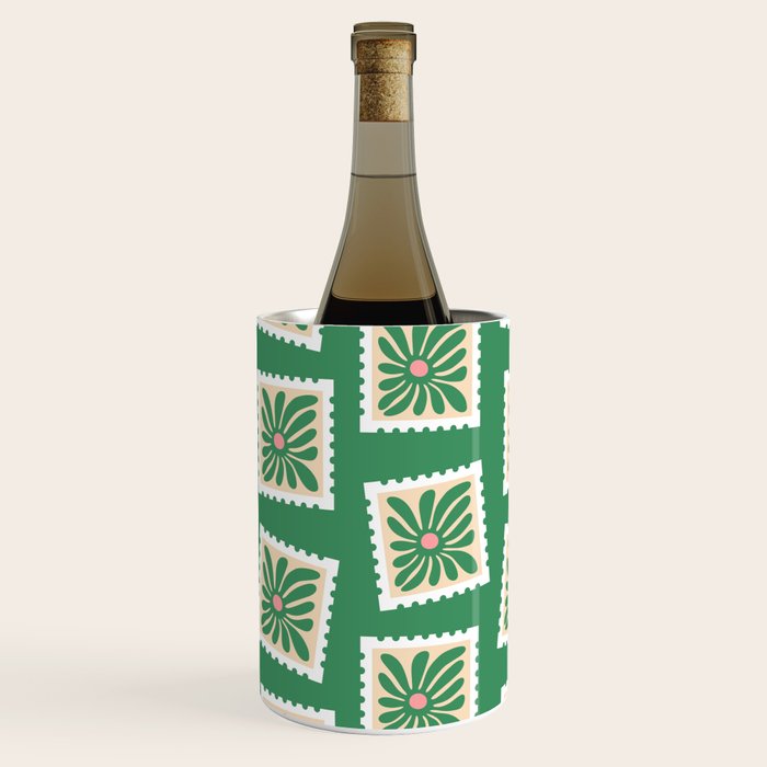 Vintage flower postage stamp pattern Wine Chiller Gallery Image 3