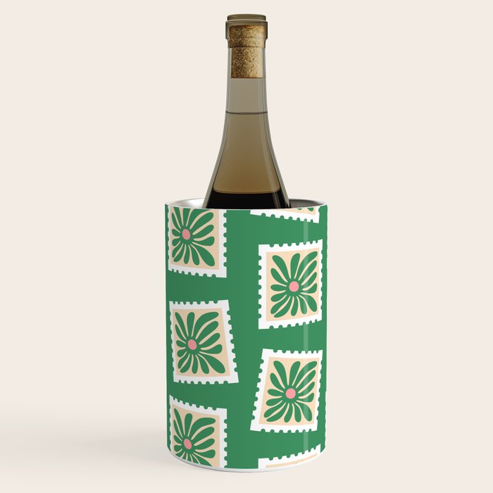 Vintage flower postage stamp pattern Wine Chiller Gallery Image 1