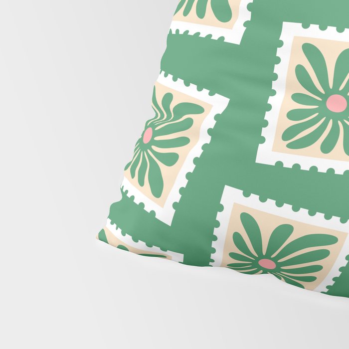 Vintage flower postage stamp pattern Pillow Sham Gallery Image 4