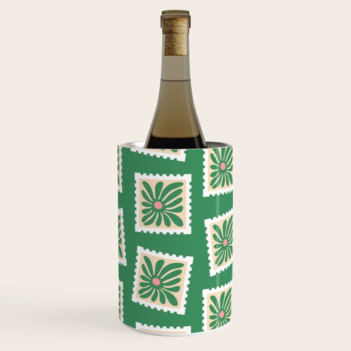 Vintage flower postage stamp pattern Wine Chiller Gallery Image 2
