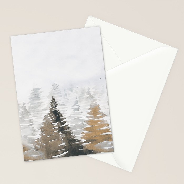 Watercolor Pine Trees 3 Stationery Card Gallery Image 2