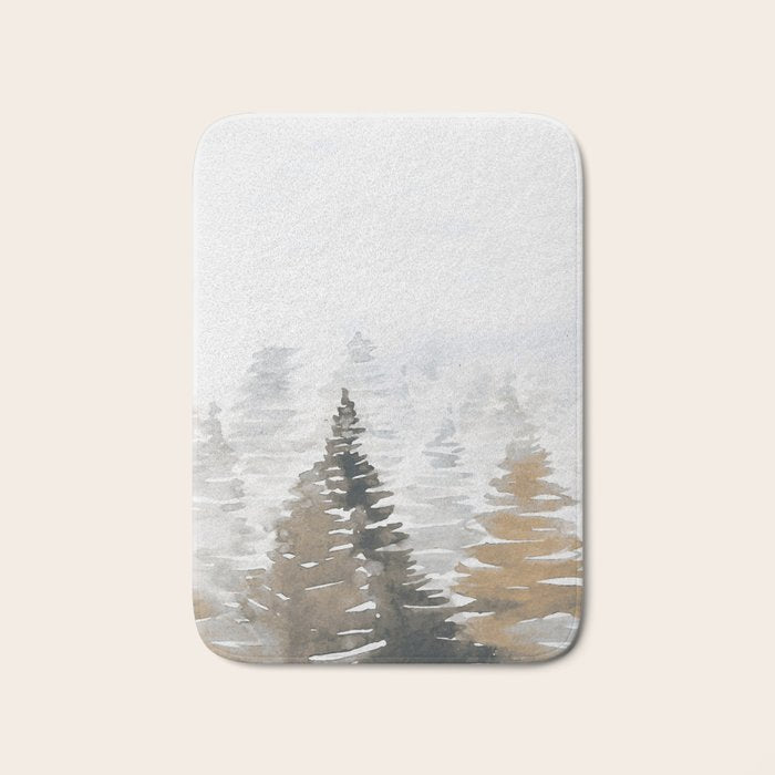 Watercolor Pine Trees 3 Bath Mat Gallery Image 1