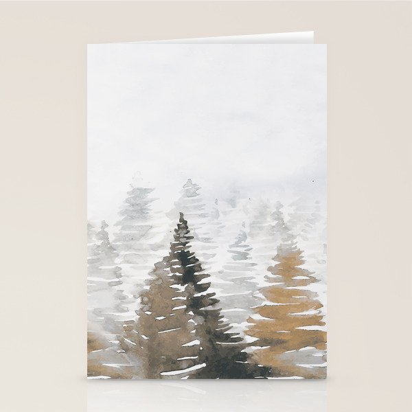 Watercolor Pine Trees 3 Stationery Card Gallery Image 1