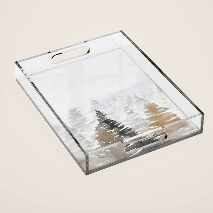 Watercolor Pine Trees 3 Acrylic Tray Gallery Image 1