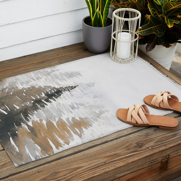 Watercolor Pine Trees 3 Outdoor Rug Gallery Image 2