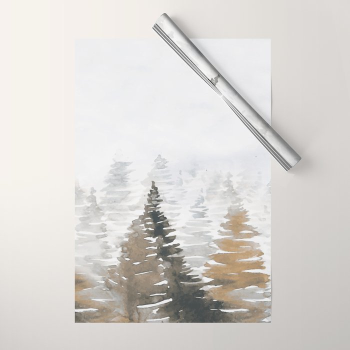 Watercolor Pine Trees 3 Wrapping Paper Gallery Image 1