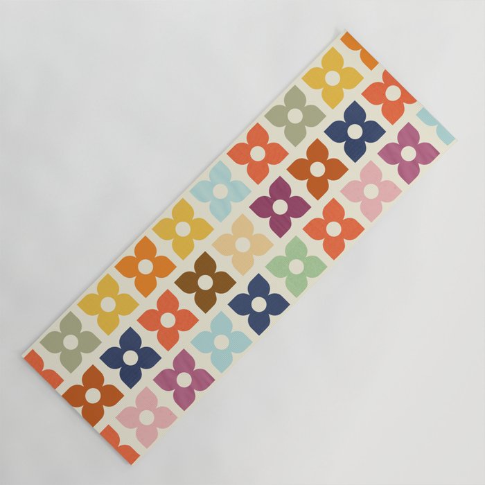 Retro Nostalgic Pastel Flowers Yoga Mat Gallery Image 1