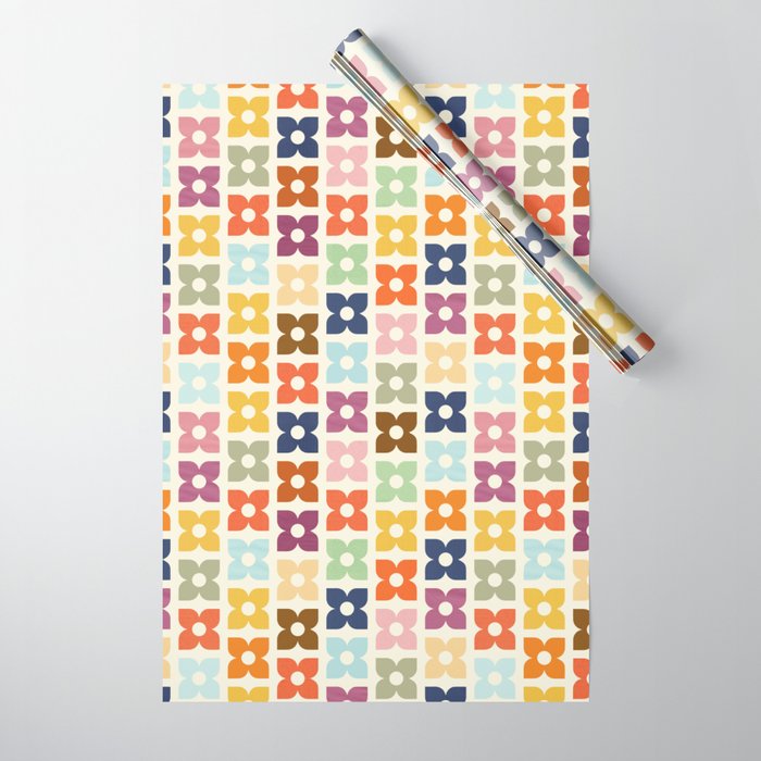 Retro Nostalgic Pastel Flowers Wrapping Paper Gallery Image 1