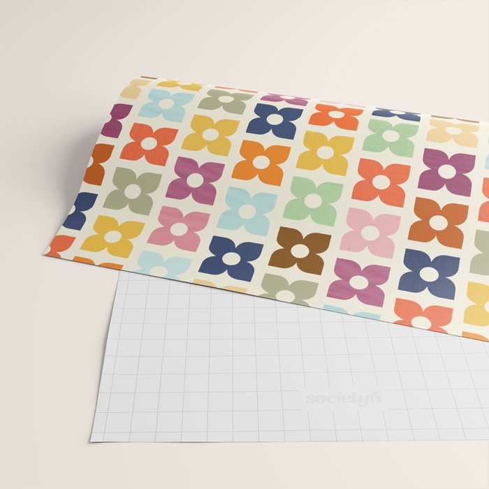 Retro Nostalgic Pastel Flowers Wrapping Paper Gallery Image 2