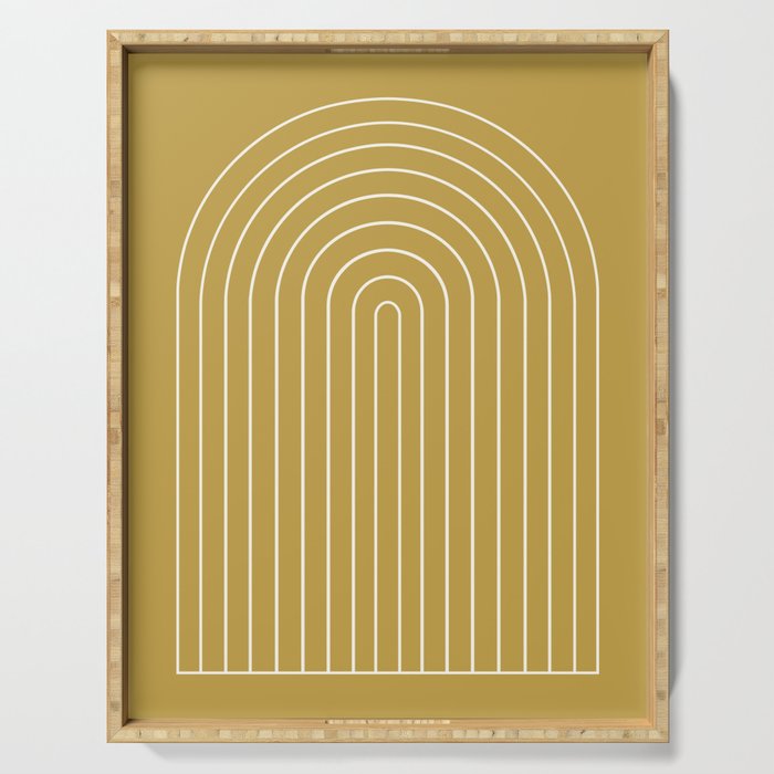 Minimal Arch XLIX Ochre Yellow Modern Geometric Lines Serving Tray Gallery Image 1