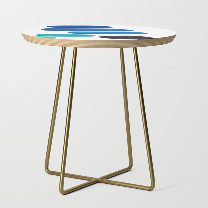 Colorful Mid Century Modern Pop Art Minimalist Style Teal Blue Aquamarine Bubbles White Background Side Table Gallery Image 1