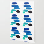Colorful Mid Century Modern Pop Art Minimalist Style Teal Blue Aquamarine Bubbles White Background Wallpaper Gallery Image 2