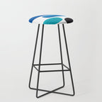 Colorful Mid Century Modern Pop Art Minimalist Style Teal Blue Aquamarine Bubbles White Background Stool Gallery Image 1