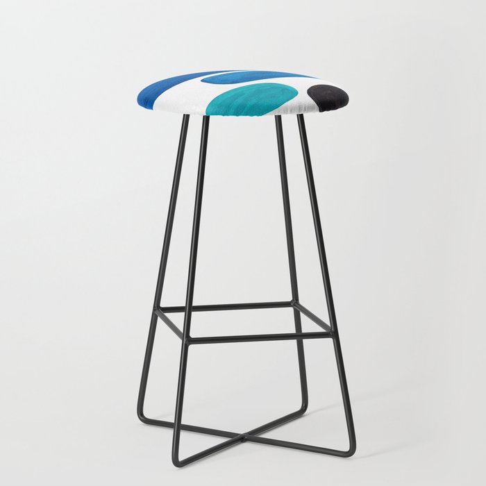 Colorful Mid Century Modern Pop Art Minimalist Style Teal Blue Aquamarine Bubbles White Background Stool Gallery Image 1