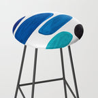 Colorful Mid Century Modern Pop Art Minimalist Style Teal Blue Aquamarine Bubbles White Background Stool Gallery Image 2