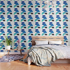 Colorful Mid Century Modern Pop Art Minimalist Style Teal Blue Aquamarine Bubbles White Background Wallpaper Gallery Image 3