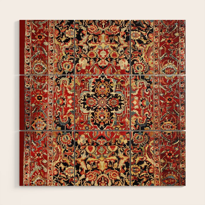 Heriz Northwest Persian Carpet Print Wood Wall Art Gallery Image 1