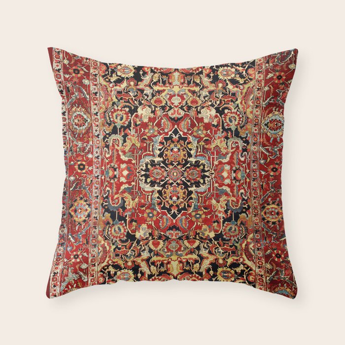 Heriz Northwest Persian Carpet Print Throw Pillow Gallery Image 6
