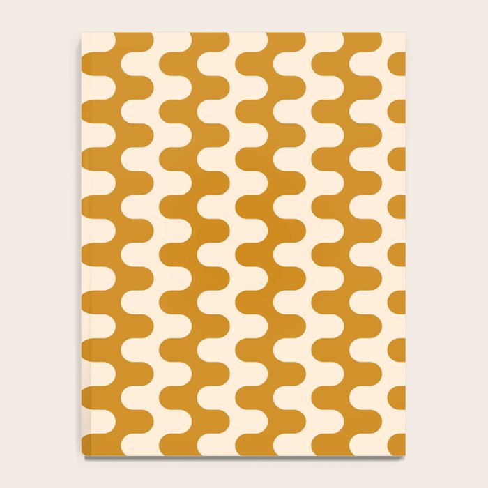 Retro Mid Century Modern Waves in  Yellow Ocher Notebook Gallery Image 4
