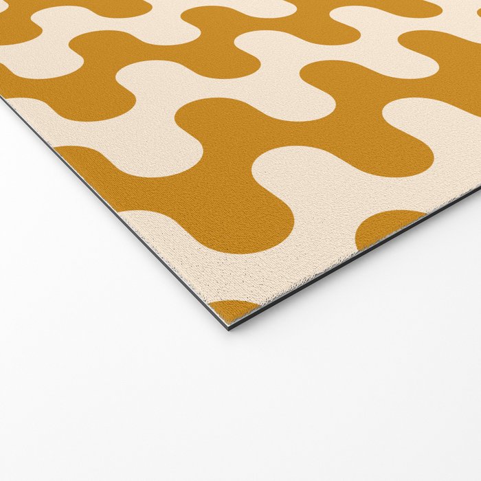 Retro Mid Century Modern Waves in  Yellow Ocher Welcome Mat Gallery Image 2