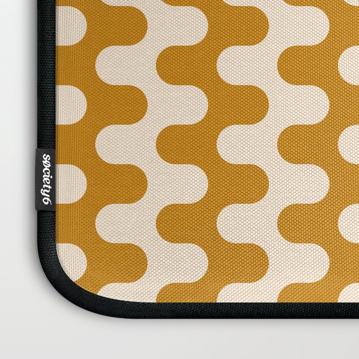 Retro Mid Century Modern Waves in  Yellow Ocher Laptop Sleeve Gallery Image 3