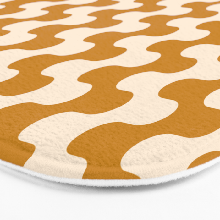 Retro Mid Century Modern Waves in  Yellow Ocher Bath Mat Gallery Image 3