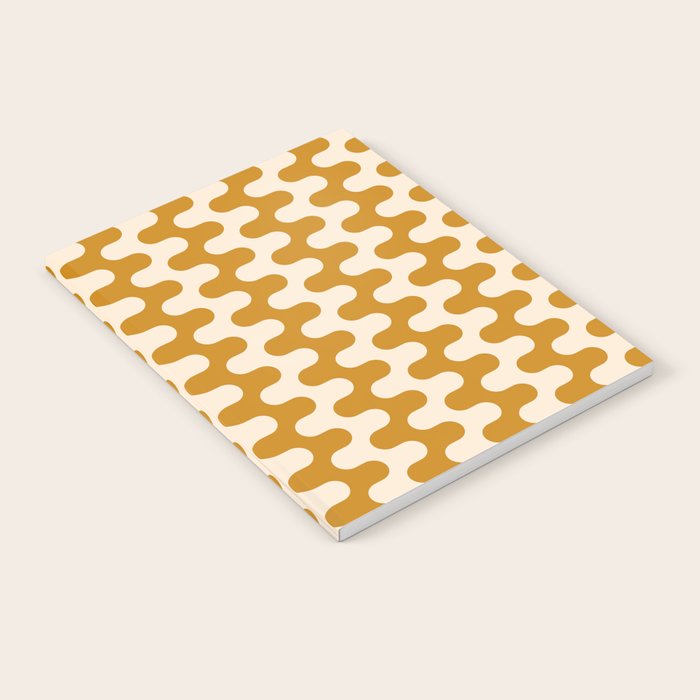Retro Mid Century Modern Waves in  Yellow Ocher Notebook Gallery Image 2