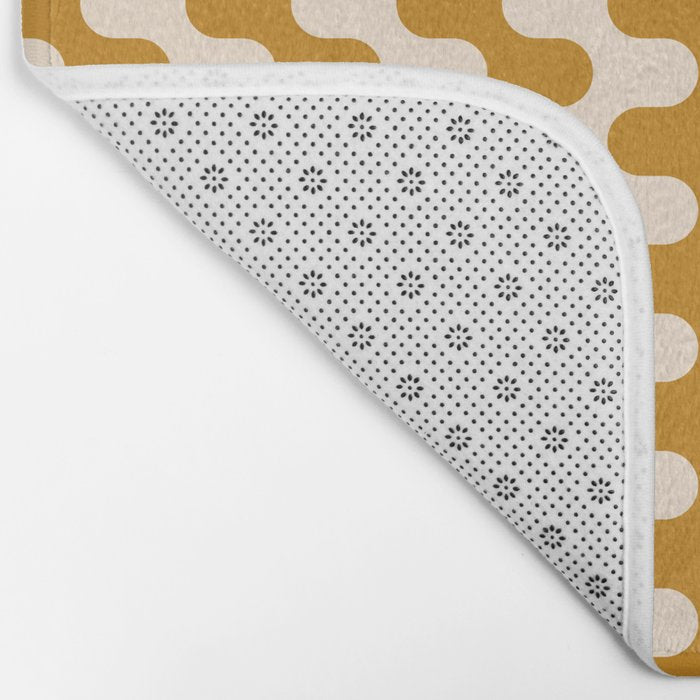 Retro Mid Century Modern Waves in  Yellow Ocher Bath Mat Gallery Image 2