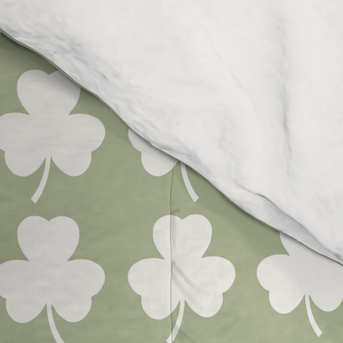 Clovers XXVI Natural Green Botanical Pattern Comforter Gallery Image 4
