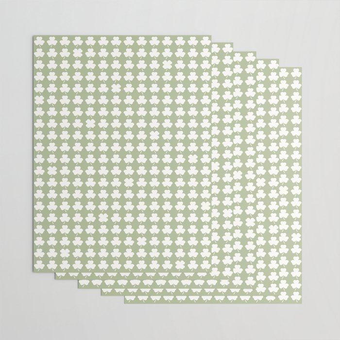 Clovers XXVI Natural Green Botanical Pattern Wrapping Paper Gallery Image 3